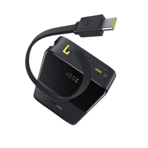 Зовнішній акумулятор Baseus EnerFill FC51 Bipow 2 Pro Digital Display Power Bank with Built-in Cable 20000mAh 22.5W Cosmic Black 487174699 фото