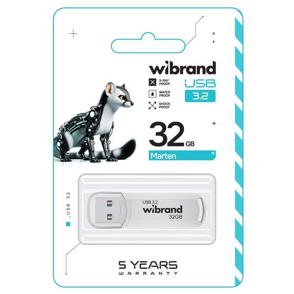 Флеш-накопитель Wibrand USB 3.2 Gen1 Marten 32GB White 453198121 фото