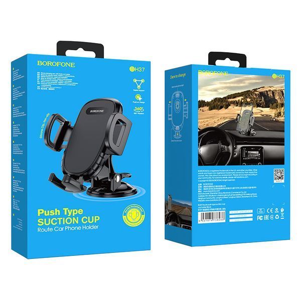 Автодержатель для телефона BOROFONE BH37 Route push type suction cup car holder Black 777315290 фото