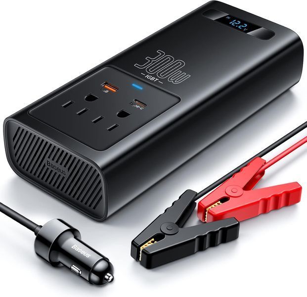 Автомобільний інвертор для електросамокатів Baseus IGBT Power Inverter 300W (110V US/JP ) Black + перехідник 929521092 фото