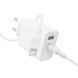 Мережевий зарядний пристрій BOROFONE BA108A Stellar PD30W+QC3.0 charger set (C to C) (EU) White 764017188 фото 4