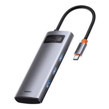 USB-хаб Baseus Metal Gleam Series 5-in-1 Multifunctional （Type-C to HDMI*1+USB3.0*3+PD*1) 988426158 фото