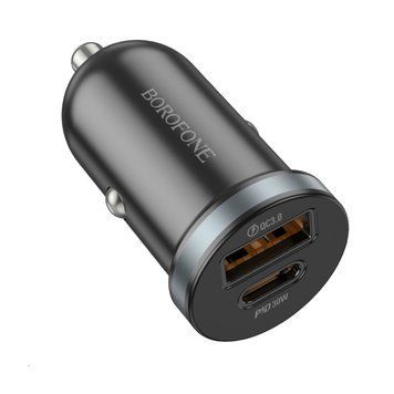 Автомобільний зарядний пристрій BOROFONE BZ22 Scenery dual port PD30W+QC3.0 car charger Black 965030390 фото