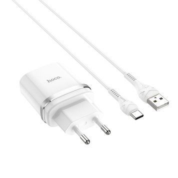 Мережевий зарядний пристрій з кабелем HOCO C12Q Smart QC3.0 charger set(Type-C) 18W White 164469203 фото