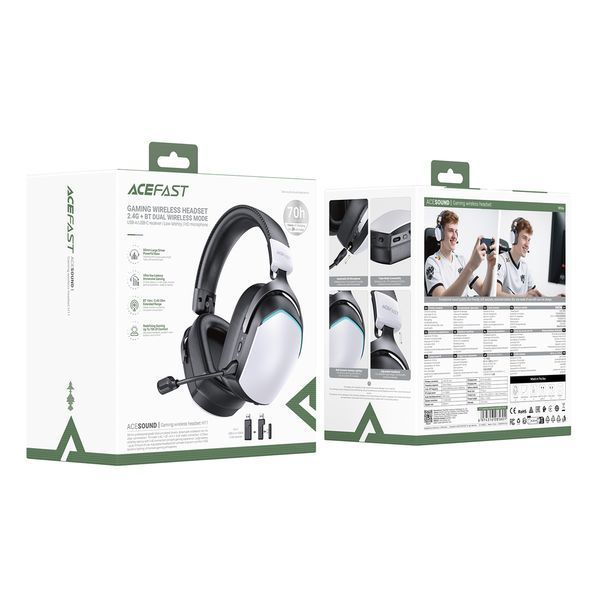 Бездротові накладні навушники ACEFAST H11 gaming wireless headset White 752393513 фото