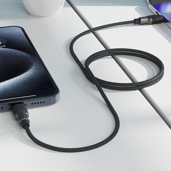 Кабель ACEFAST C10-03 Type-C to Type-C 3A, 60W, 1.2m, silicone, zinc connectors, Black 596874481 фото