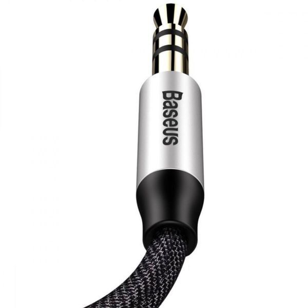 Аудіокабель Baseus M30 3.5mm male to 3.5mm male, nylon braid, 1.5m Silver+Black 729290788 фото