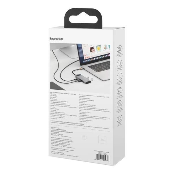 USB-хаб Baseus Metal Gleam Series 5-in-1 Multifunctional （Type-C to HDMI*1+USB3.0*3+PD*1) 988426158 фото