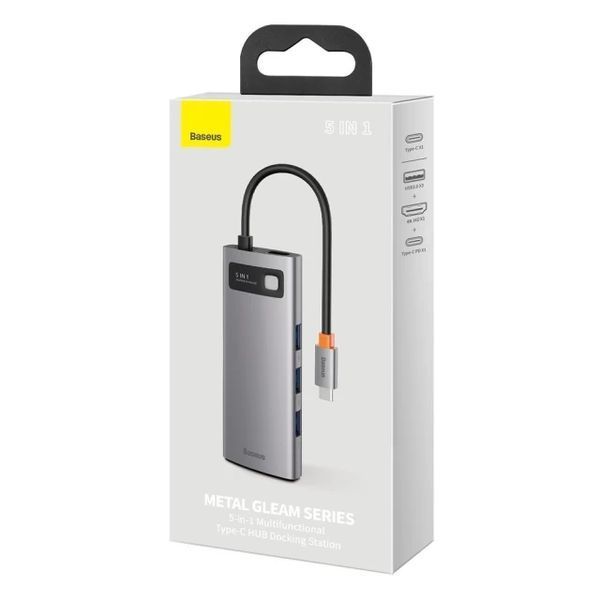 USB-хаб Baseus Metal Gleam Series 5-in-1 Multifunctional （Type-C to HDMI*1+USB3.0*3+PD*1) 988426158 фото
