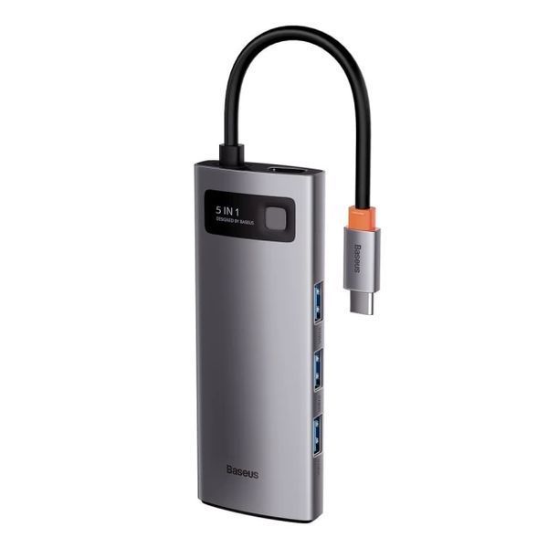 USB-хаб Baseus Metal Gleam Series 5-in-1 Multifunctional （Type-C to HDMI*1+USB3.0*3+PD*1) 988426158 фото