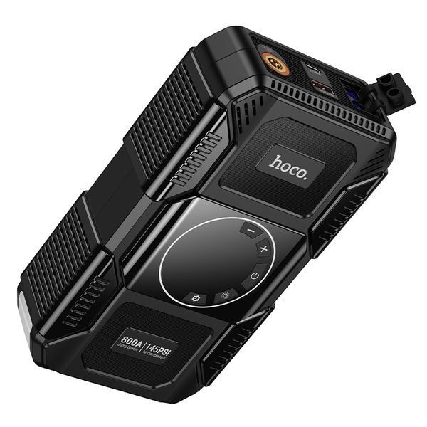 Автомобільний пуско-зарядний пристрій з насосом HOCO QS6 Clever Intelligent air pump+emergency start-up power bank(8000mAh) Black 215029809 фото