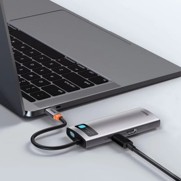USB-хаб Baseus Metal Gleam Series 5-in-1 Multifunctional （Type-C to HDMI*1+USB3.0*3+PD*1) 988426158 фото