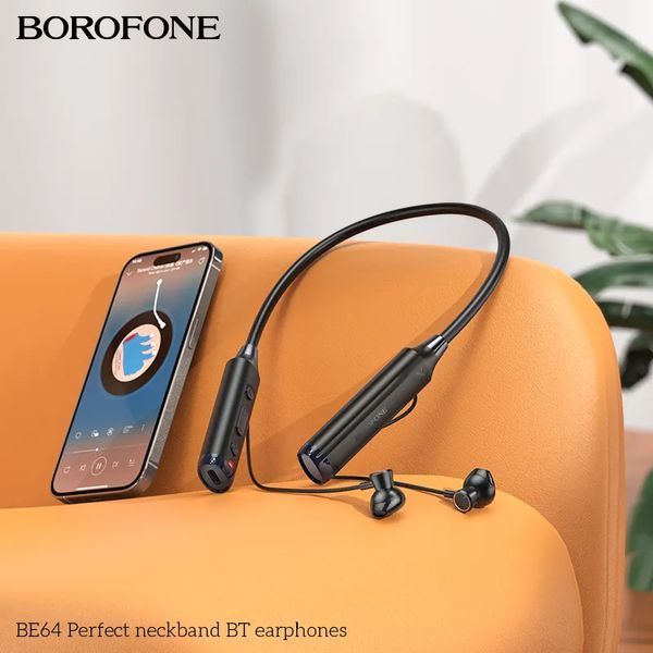 Бездротові спортивні навушники BOROFONE BE64 Perfect neckband BT earphones Black 324233717 фото