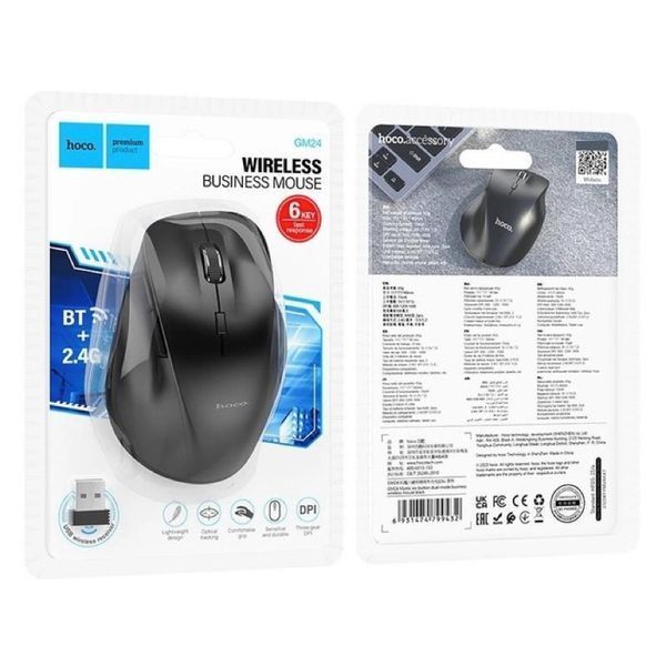 Манипулятор мышь HOCO GM24 Mystic six-button dual-mode business wireless mouse Black 334084922 фото