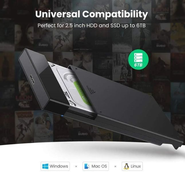 Внешний карман для накопителя UGREEN US221 2.5 Inch Hard Drive Box (UGR-30848) 903936749 фото