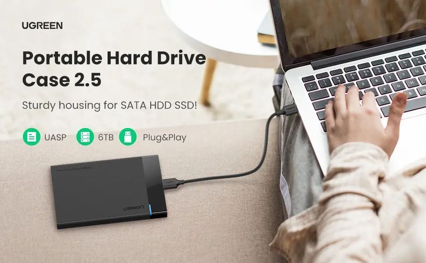 Внешний карман для накопителя UGREEN US221 2.5 Inch Hard Drive Box (UGR-30848) 903936749 фото