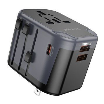 Мережевий зарядний пристрій BOROFONE BAC13 Leader 3-port PD20W(1C2A) universal conversion charger Black 953768068 фото