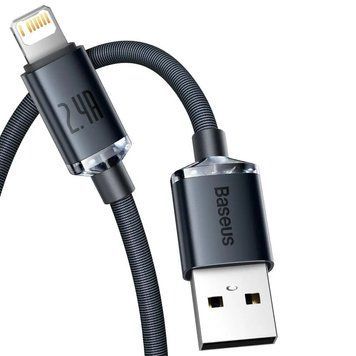 Кабель Baseus Crystal Shine Series Fast Charging Data Cable USB to iP 2.4A 1.2m Purple 460661005 фото
