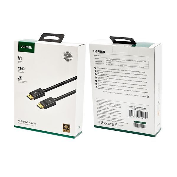 Кабель UGREEN DP Male to Male Cable 1.5m (Black) 911678181 фото