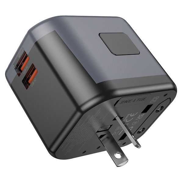 Мережевий зарядний пристрій BOROFONE BAC13 Leader 3-port PD20W(1C2A) universal conversion charger Black 953768068 фото
