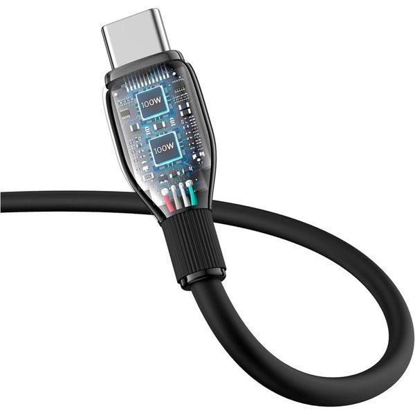 Кабель Baseus Pudding Series Fast Charging Cable Type-C to Type-C 100W 1.2m Cluster Black 108294939 фото