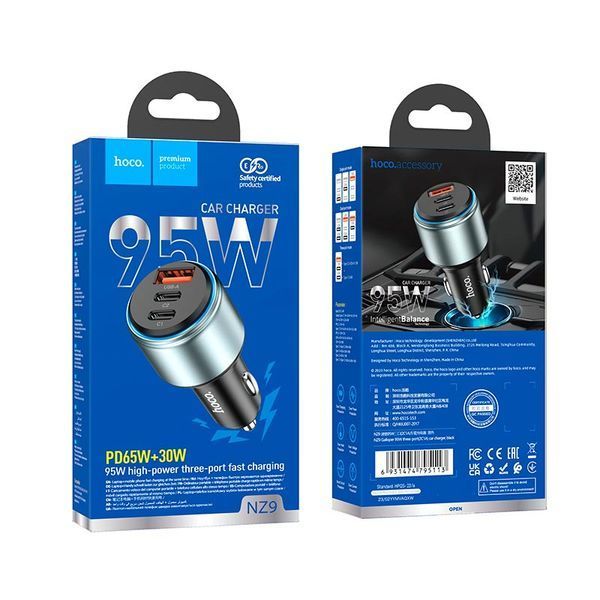 Автомобільний зарядний пристрій HOCO NZ9 Galloper 95W three-port(2C1A) car charger Black 111249248 фото