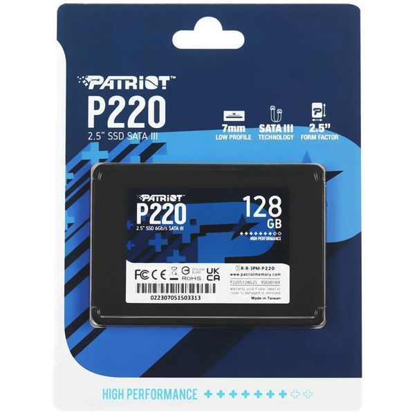 Накопитель SSD Patriot P220 128GB 2.5" 7mm SATAIII 120603501 фото