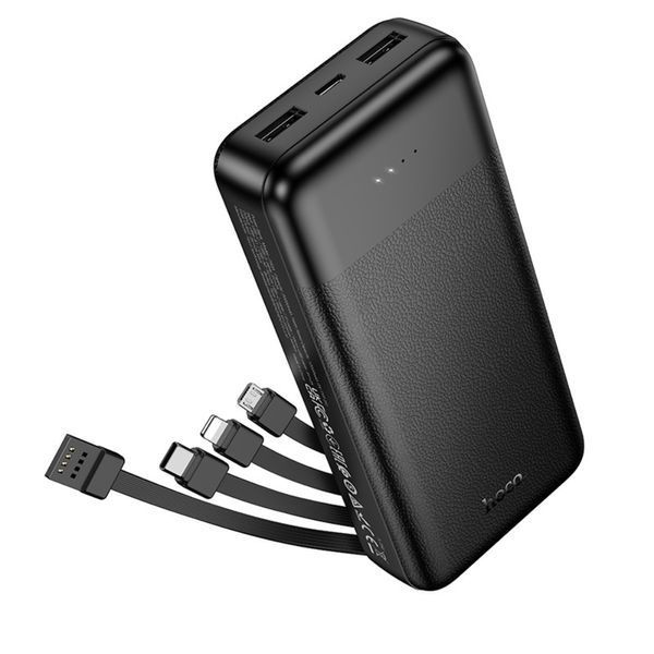 Зовнішній акумулятор HOCO J163A Wonderful power bank with 4 cables(20000mAh) Black 873270528 фото