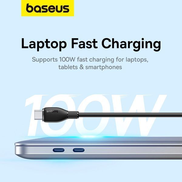 Кабель Baseus Pudding Series Fast Charging Cable Type-C to Type-C 100W 1.2m Cluster Black 108294939 фото