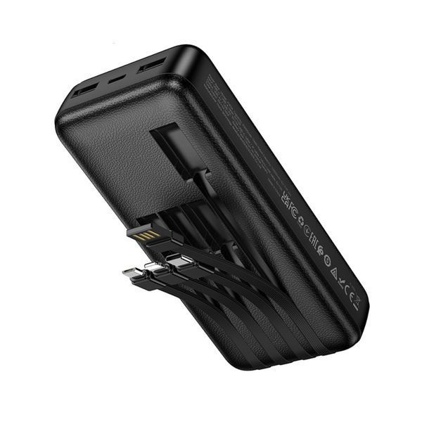 Зовнішній акумулятор HOCO J163A Wonderful power bank with 4 cables(20000mAh) Black 873270528 фото