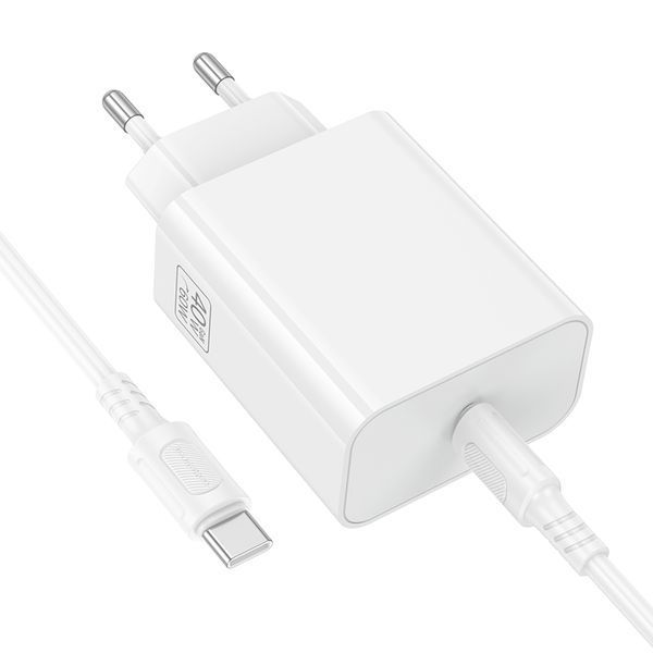Мережевий зарядний пристрій BOROFONE BA109A Star single port PD40W charger set (C to C) (EU) White 111543054 фото