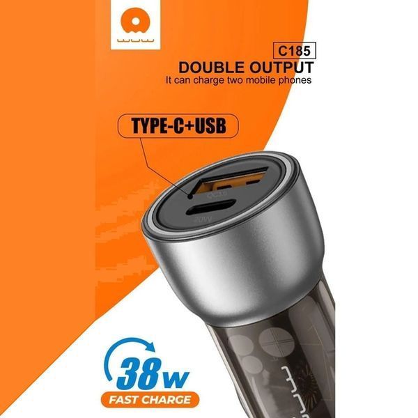 Автомобільний зарядний пристрій WUW-C185 PD20W+QC3.0 black 982013756 фото