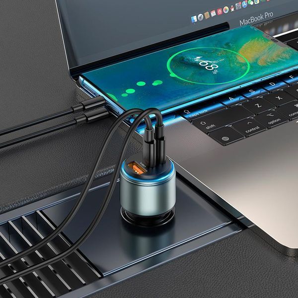 Автомобільний зарядний пристрій HOCO NZ9 Galloper 95W three-port(2C1A) car charger Black 111249248 фото