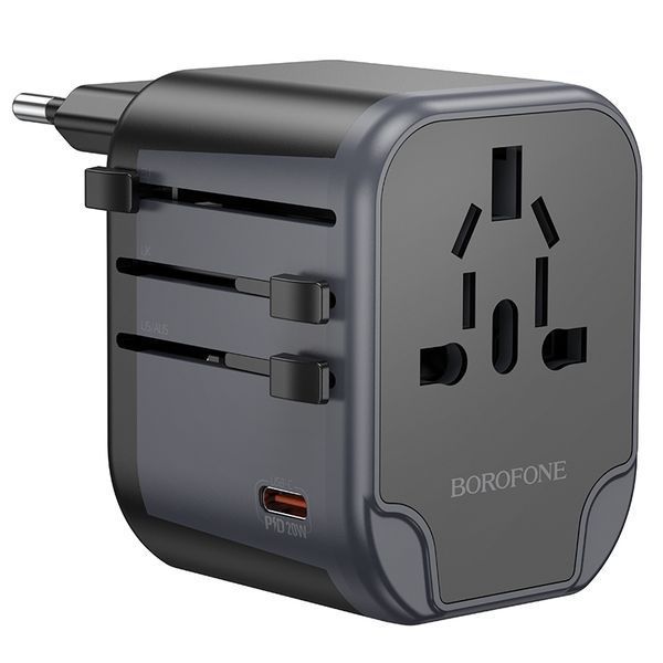 Мережевий зарядний пристрій BOROFONE BAC13 Leader 3-port PD20W(1C2A) universal conversion charger Black 953768068 фото