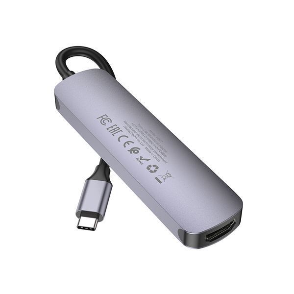 USB-хаб HOCO HB27 Type-C multi-function converter(HDTV+USB3.0+USB2.0*2+PD) Metal Gray 107530822 фото