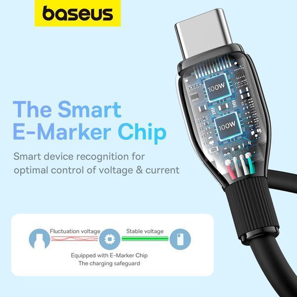 Кабель Baseus Pudding Series Fast Charging Cable Type-C to Type-C 100W 1.2m Cluster Black 108294939 фото