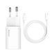 Мережевий зарядний пристрій з кабелем Baseus Super Si 1C 20W With Simple Wisdom Data Cable Type-C/iP 1m White 615310659 фото 1