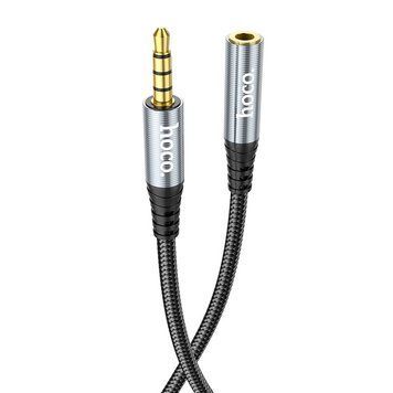 Аудiокабель HOCO UPA20 3.5mm male to 3.5mm female, nylon braid, 2m, Metal Gray 988145948 фото