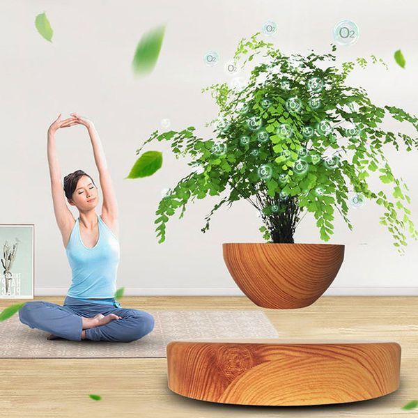 Магнітний левітаційний горщик для рослин HCNT Magnetic Levitating Pot M10-PS Wood Grain 724946742 фото