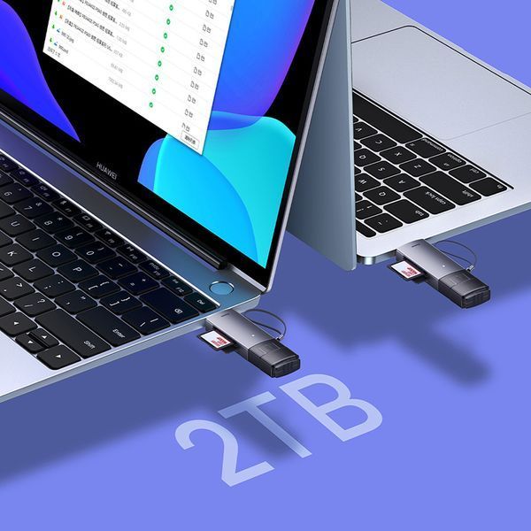 USB-хаб Baseus Lite Series USB-A & Type-C to SD/TF Card Reader Grey 308730896 фото