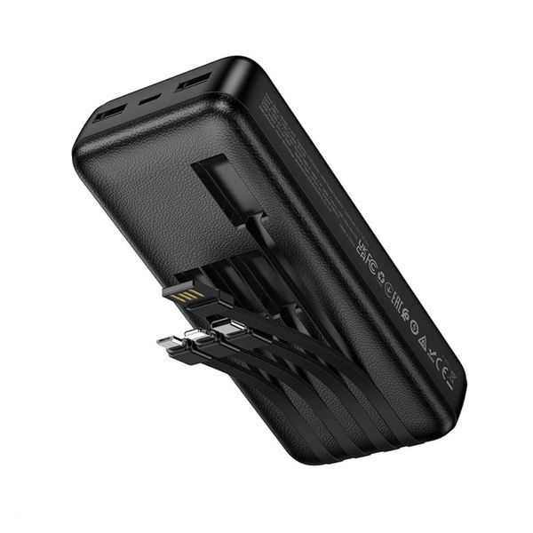 Внешний аккумулятор HOCO J163B Wonderful power bank with 4 cables(30000mAh) Black 105306930 фото