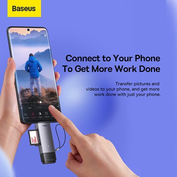 USB-хаб Baseus Lite Series USB-A & Type-C to SD/TF Card Reader Grey 308730896 фото
