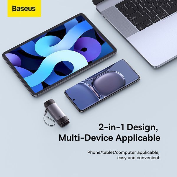 USB-хаб Baseus Lite Series USB-A & Type-C to SD/TF Card Reader Grey 308730896 фото