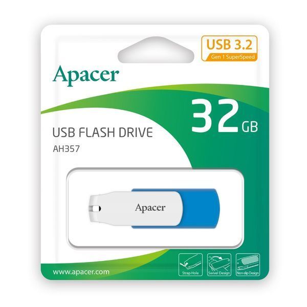 Флеш-накопитель Apacer USB 3.2 Gen 1 AH357 32GB Blue/White 335424763 фото