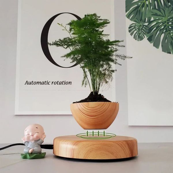 Магнітний левітаційний горщик для рослин HCNT Magnetic Levitating Pot M10-PS Wood Grain 724946742 фото
