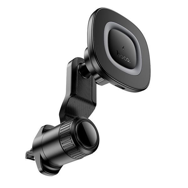Автодержатель для телефона с БЗУ HOCO HW30 Crown magnetic wireless charging car holder (air outlet) Black Metal Gray 922902942 фото
