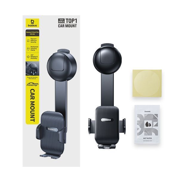 Автодержатель для телефона Baseus PrimeTrip C03 Air Clamping Car Mount (Suction Cup Version, Cosmic Black) 101388807 фото