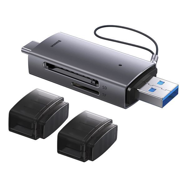 USB-хаб Baseus Lite Series USB-A & Type-C to SD/TF Card Reader Grey 308730896 фото