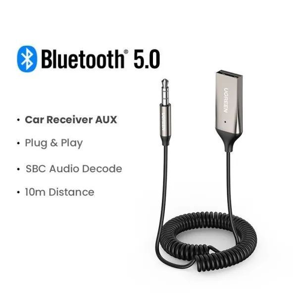 Bluetooth-ресивер UGREEN CM309 Bluetooth Car Receiver Aux with Mic Space Gray 537673163 фото