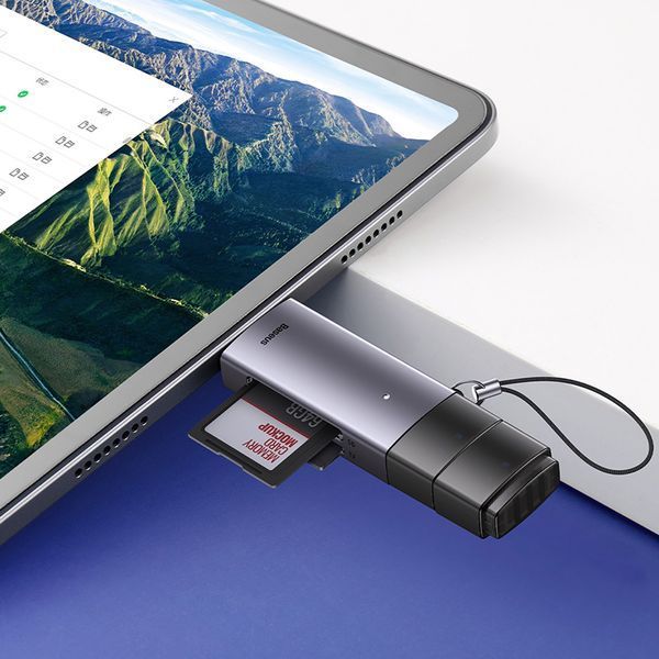 USB-хаб Baseus Lite Series USB-A & Type-C to SD/TF Card Reader Grey 308730896 фото